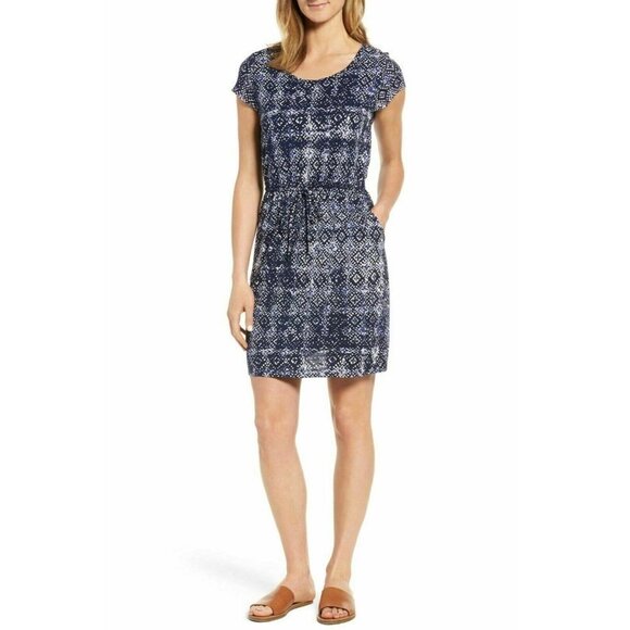Lucky Brand Womens Tile Print Drawstring Dress xs - Picture 1 of 12